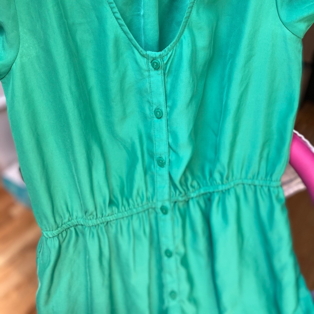 Green button down sundress M